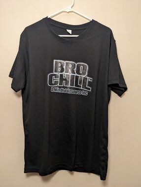 Bro Chill Logo Black Graphic Cotton Tee L New